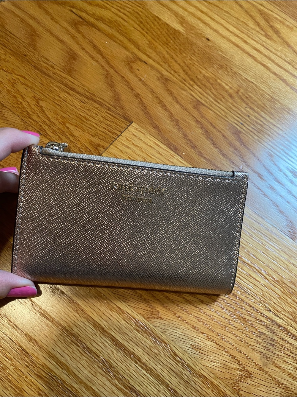 kate spade metallic rose gold zip wallet - Picture 3 of 6